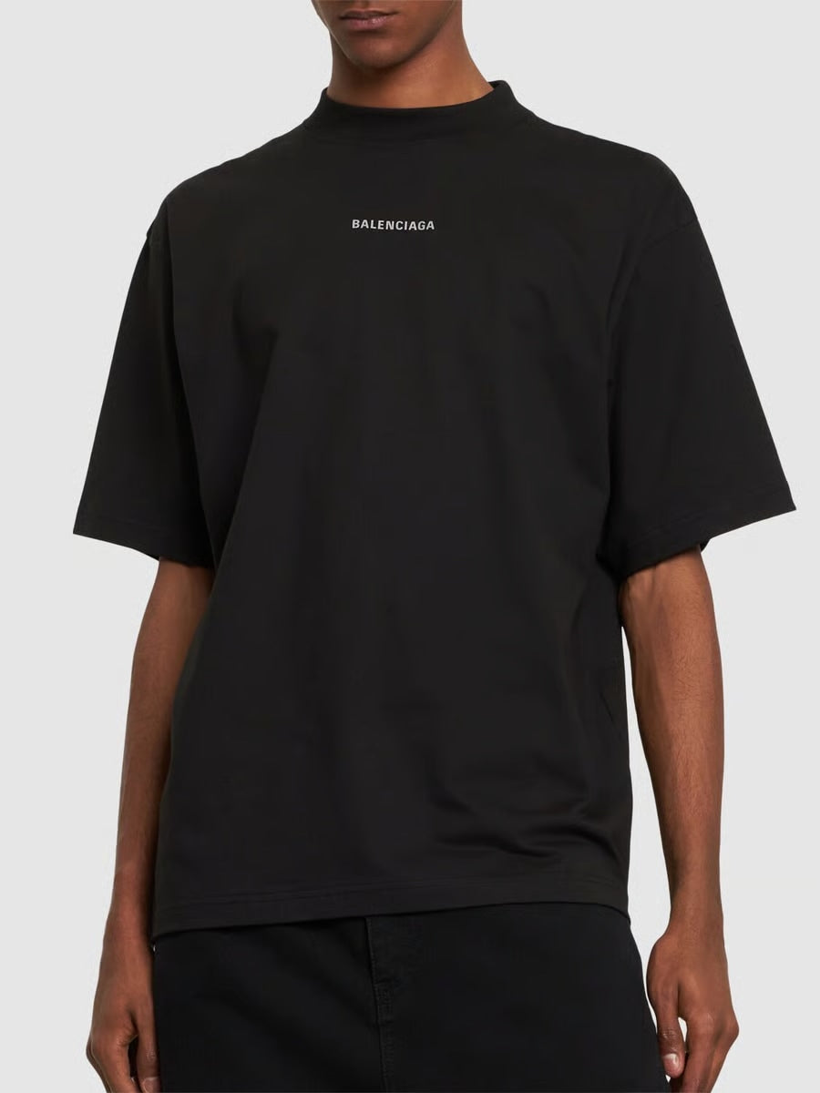 BALENCIAGA REFLECTIVE LOGO PRINTED T-SHIRT BLACK