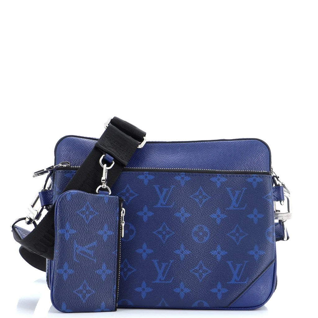 LOUIS VUITTON TRIO MESSENGER MONOGRAM SHOULDER BAG NAVY BLUE